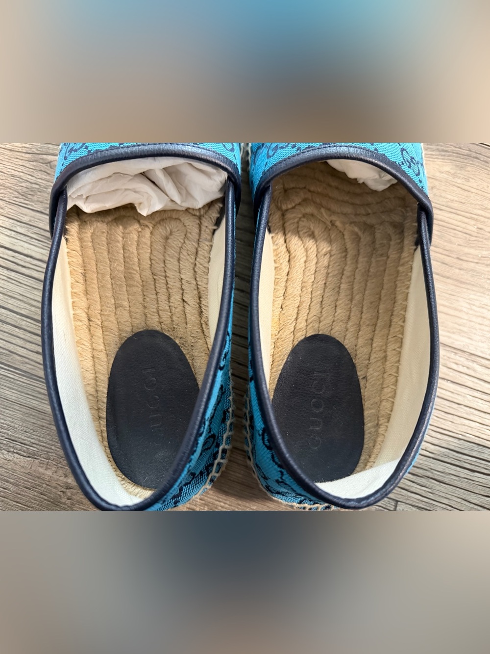 Gucci Teal Blue GG Canvas Espadrilles - Picture 5 of 8